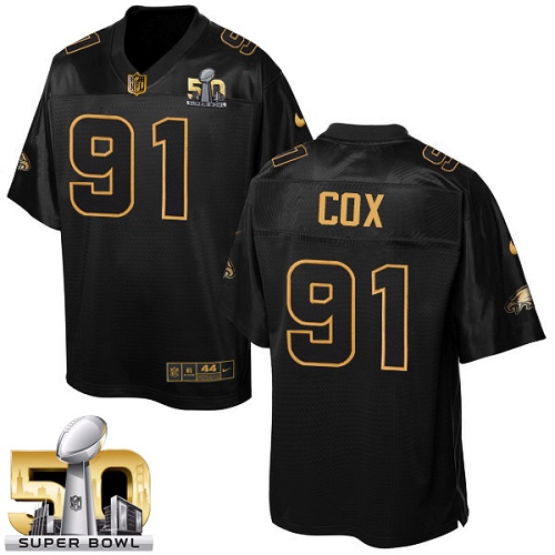 Men's Elite Fletcher Cox Nike Jersey Black - #91 Pro Line Gold Collection NFL Philadelphia Eagles